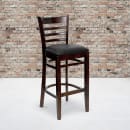MoTak M083 Bar Stool w/ Walnut Wood Ladder Back, Black Vinyl Seat thumbnail 9