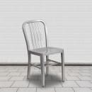 MoTak M086 Chair w/ Vertical Slat Back - Silver Powder Coated Steel, Indoor/Outdoor thumbnail 9