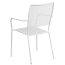 MoTak M087 Outdoor Stacking Armchair w/ Square Rain Flower Mesh Back & Seat - White Powder Coated  Steel thumbnail 4