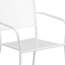 MoTak M087 Outdoor Stacking Armchair w/ Square Rain Flower Mesh Back & Seat - White Powder Coated  Steel thumbnail 7