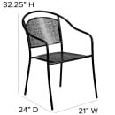 MoTak M088 Outdoor Stacking Armchair w/ Curved Rain Flower Mesh Back - Black Powder Coated Steel thumbnail 2