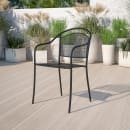 MoTak M088 Outdoor Stacking Armchair w/ Curved Rain Flower Mesh Back - Black Powder Coated Steel thumbnail 9