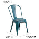 MoTak M089 Stackable Chair w/ Vertical Slat Back - Distressed Kelly Blue, Indoor/Outdoor thumbnail 2