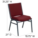 MoTak M090 Stackable Chair - Silver Steel Frame w/ Burgundy Patterned Polyester Back & Seat thumbnail 2