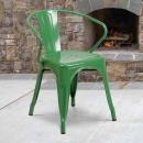 MoTak M094 Armchair w/ Vertical Slat Back - Green Powder Coated Steel, Indoor/Outdoor thumbnail 9