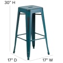 MoTak M096 Backless Bar Stool - Power Coated Steel, Distressed Kelly Blue thumbnail 2