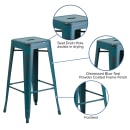 MoTak M096 Backless Bar Stool - Power Coated Steel, Distressed Kelly Blue thumbnail 3