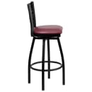 MoTak M098 Bar Stool w/ Black Powder Coated Steel Cross Back, Burgundy Vinyl Seat thumbnail 2