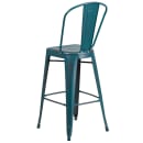 MoTak M101 Bar Stool w/ Curved Back - Powder Coated Steel, Distressed Kelly Blue thumbnail 4