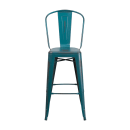 MoTak M101 Bar Stool w/ Curved Back - Powder Coated Steel, Distressed Kelly Blue thumbnail 5