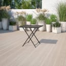 MoTak M102 28" Square Folding Patio Table - Black Powder Coated Steel w/ Rain Flower Design thumbnail 6