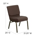 MoTak M104 Stackable Extra Wide Church Chair - Gold Steel Frame w/ Brown Fabric Back & Seat thumbnail 2