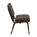 MoTak M104 Stackable Extra Wide Church Chair - Gold Steel Frame w/ Brown Fabric Back & Seat thumbnail 3