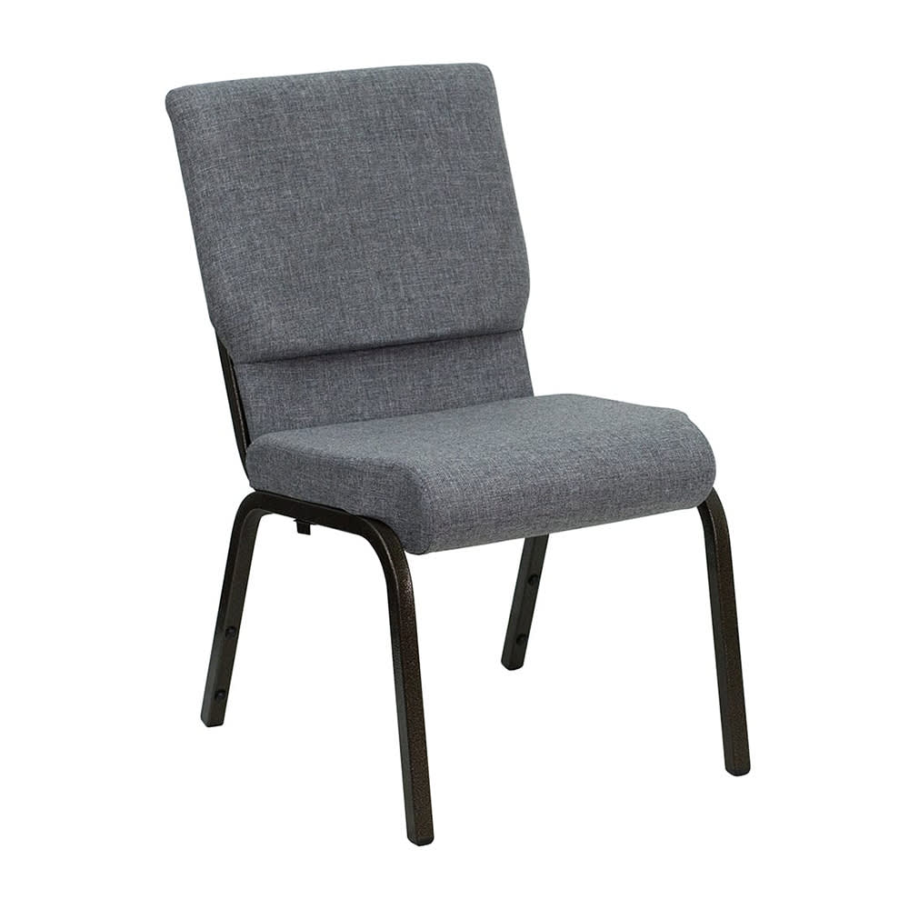 MoTak M110 Stackable Church Chair - Gold Steel Frame w/ Gray Polyester Back & Seat