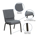 MoTak M110 Stackable Church Chair - Gold Steel Frame w/ Gray Polyester Back & Seat thumbnail 3