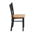 MoTak M111 Restaurant Chair w/ Coffee Cutout - Black Powder Coated Steel Frame w/ Natural Wood Seat thumbnail 2
