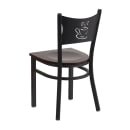 MoTak M112 Restaurant Chair w/ Coffee Cutout - Black Powder Coated Steel Frame w/ Walnut Wood Seat thumbnail 3