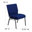 MoTak M113 Stackable Extra Wide Church Chair - Silver Steel Frame w/ Navy Blue Fabric Back & Seat thumbnail 2