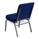 MoTak M113 Stackable Extra Wide Church Chair - Silver Steel Frame w/ Navy Blue Fabric Back & Seat thumbnail 4