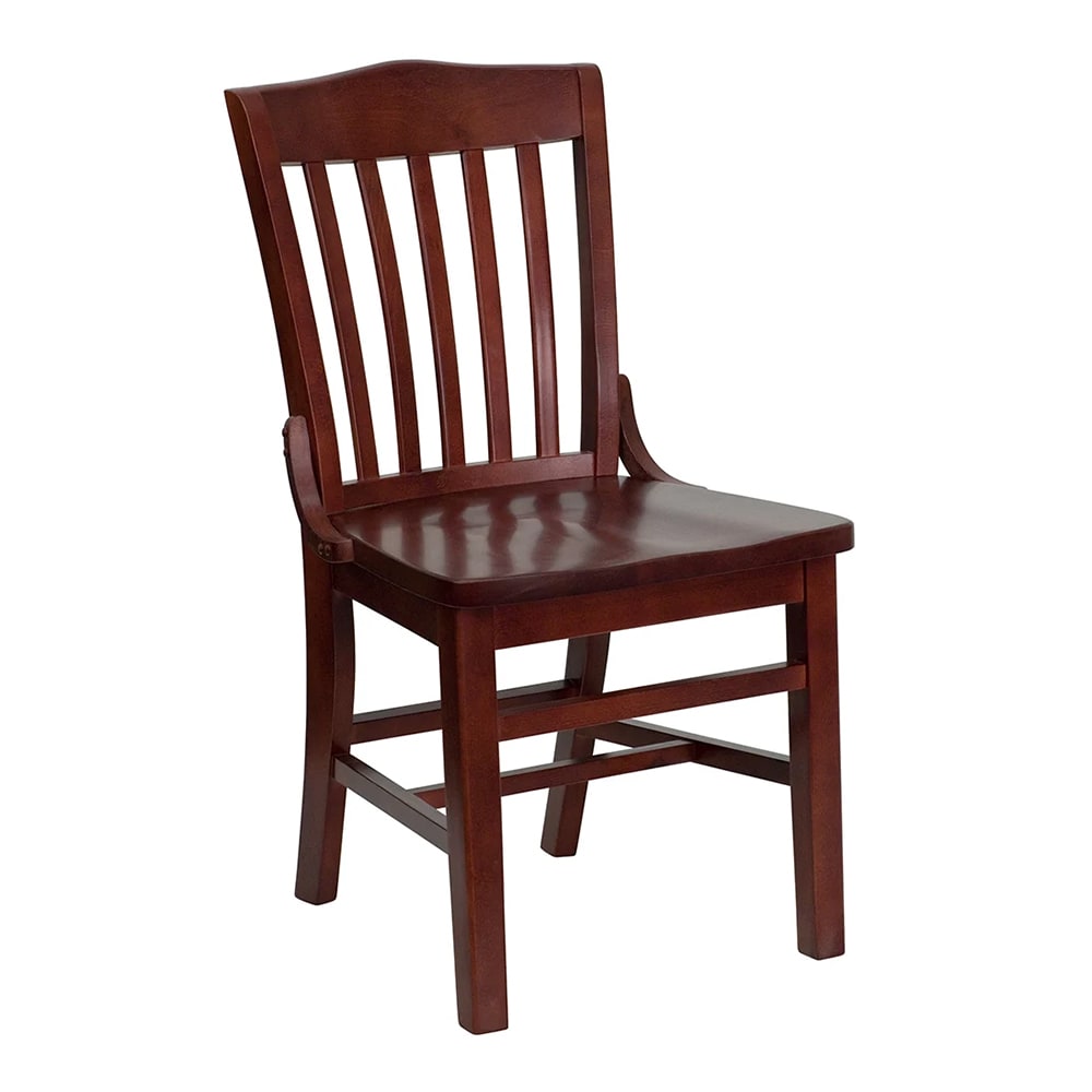 MoTak M114 Restaurant Chair w/ Schoolhouse Style Back - Mahogany Finished Beechwood Frame
