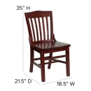 MoTak M114 Restaurant Chair w/ Schoolhouse Style Back - Mahogany Finished Beechwood Frame thumbnail 2