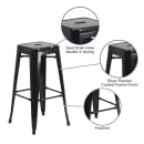 MoTak M115 Backless Bar Stool - Power Coated Steel, Black thumbnail 3