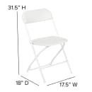 MoTak M116 Indoor/Outdoor Folding Chair - White Plastic Back & Seat w/ White Steel Frame thumbnail 2