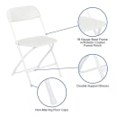 MoTak M116 Indoor/Outdoor Folding Chair - White Plastic Back & Seat w/ White Steel Frame thumbnail 7