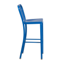MoTak M117 Bar Stool w/ Vertical Slat Back - Powder Coated Steel, Blue thumbnail 3