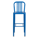 MoTak M117 Bar Stool w/ Vertical Slat Back - Powder Coated Steel, Blue thumbnail 5