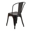 MoTak M118 Stackable Side Chair w/ Vertical Slat Back - Black Antique Gold Powder Coated Steel, Indoor/Outdoor thumbnail 4