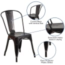 MoTak M118 Stackable Side Chair w/ Vertical Slat Back - Black Antique Gold Powder Coated Steel, Indoor/Outdoor thumbnail 6