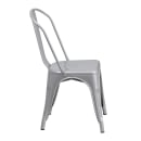 MoTak M119 Stackable Side Chair w/ Vertical Slat Back - Silver Powder Coated Steel, Indoor/Outdoor thumbnail 3