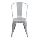 MoTak M119 Stackable Side Chair w/ Vertical Slat Back - Silver Powder Coated Steel, Indoor/Outdoor thumbnail 5