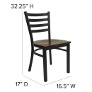 MoTak M120 Restaurant Chair w/ Ladder Back - Mahgony Wood Seat w/ Black Powder Coated Steel Frame thumbnail 2