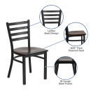MoTak M120 Restaurant Chair w/ Ladder Back - Mahgony Wood Seat w/ Black Powder Coated Steel Frame thumbnail 3