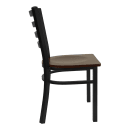 MoTak M120 Restaurant Chair w/ Ladder Back - Mahgony Wood Seat w/ Black Powder Coated Steel Frame thumbnail 6