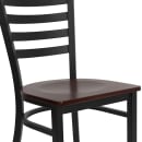 MoTak M120 Restaurant Chair w/ Ladder Back - Mahgony Wood Seat w/ Black Powder Coated Steel Frame thumbnail 7