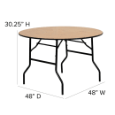 MoTak M121 48" x 30 1/4"H Round Banquet Table w/ Plywood Top - Folding thumbnail 2