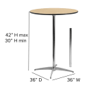 MoTak M123 36" Round Bar Height Table - Birchwood Top w/ Steel Base w/ Chrome Finish thumbnail 2