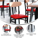 MoTak M124 Restaurant Dining Chair w/ Solid Back - Red Vinyl Seat w/ Black Steel Frame thumbnail 5