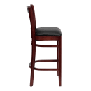 MoTak M125 Bar Stool w/ Mahogany Wood Vertical Slat Back, Black Vinyl Seat thumbnail 3