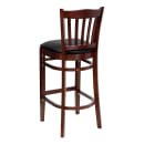 MoTak M125 Bar Stool w/ Mahogany Wood Vertical Slat Back, Black Vinyl Seat thumbnail 4