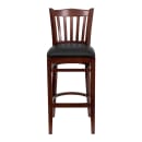 MoTak M125 Bar Stool w/ Mahogany Wood Vertical Slat Back, Black Vinyl Seat thumbnail 5
