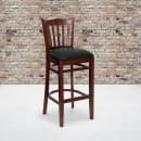 MoTak M125 Bar Stool w/ Mahogany Wood Vertical Slat Back, Black Vinyl Seat thumbnail 9