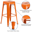 MoTak M126 Backless Bar Stool - Power Coated Steel, Orange thumbnail 3