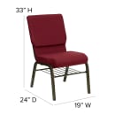 MoTak M128 Stackable Church Chair - Gold Steel Frame w/ Burgundy Polyester Back & Seat thumbnail 2