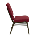 MoTak M128 Stackable Church Chair - Gold Steel Frame w/ Burgundy Polyester Back & Seat thumbnail 4
