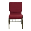 MoTak M128 Stackable Church Chair - Gold Steel Frame w/ Burgundy Polyester Back & Seat thumbnail 5