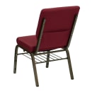 MoTak M128 Stackable Church Chair - Gold Steel Frame w/ Burgundy Polyester Back & Seat thumbnail 6